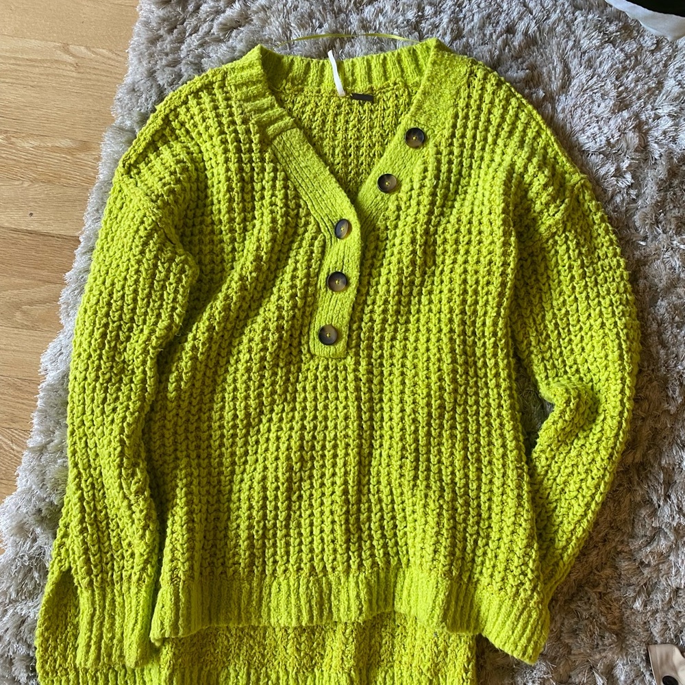 Lime green free people sweater